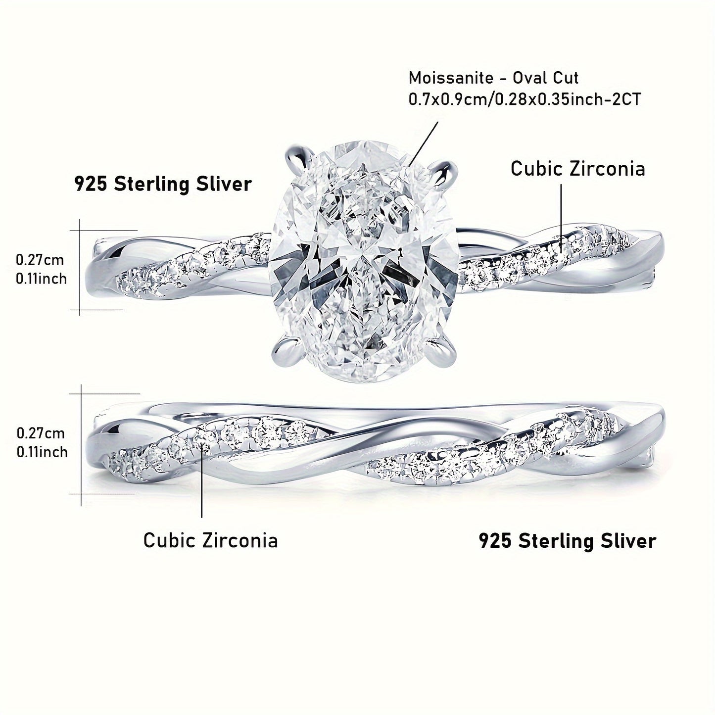 S925 Silver 2-Carat Moissanite Stackable Ring Women's Jewelry High-Quality Elegant Women's Wedding Band Perfect for EngaSynthetic Gemstoneents Weddings, Anniversaries, Proposals Ideal Holiday Jewelry Gift for Friends And Fami