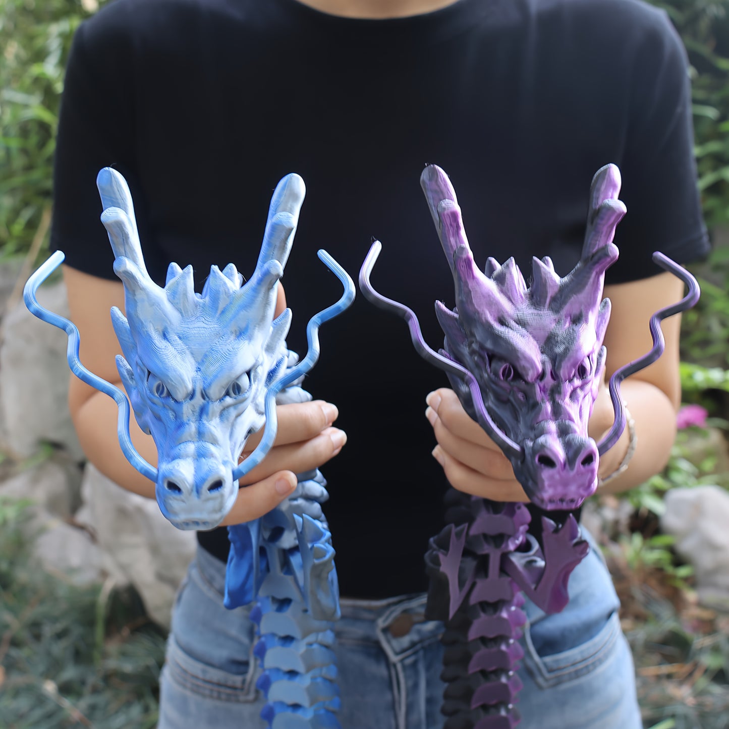 Extra Large 35.4-Inch (35.04inch) 3D Printed Dragon Figure - Poseable Fidget with Movable Joints, Crystal-like Scale Texture & Teeth - Home/Office/Collectors Display Decor - Dragon Statue for Anime/Movie Fans - Challenging Po