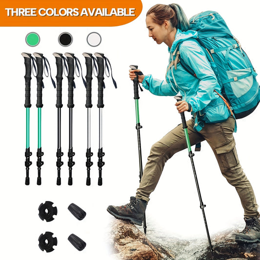 2pcs Durable Telescopic Multifunctional Aluminum Trekking Poles, Ultra Light Alloy Men'S and Women'S Trekking Pole, Aluminum Alloy Hiking Stick Stick