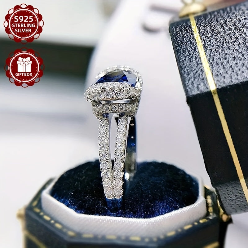 S925 Pure Silvery Luxury High-end Ring for Women's Moissanite