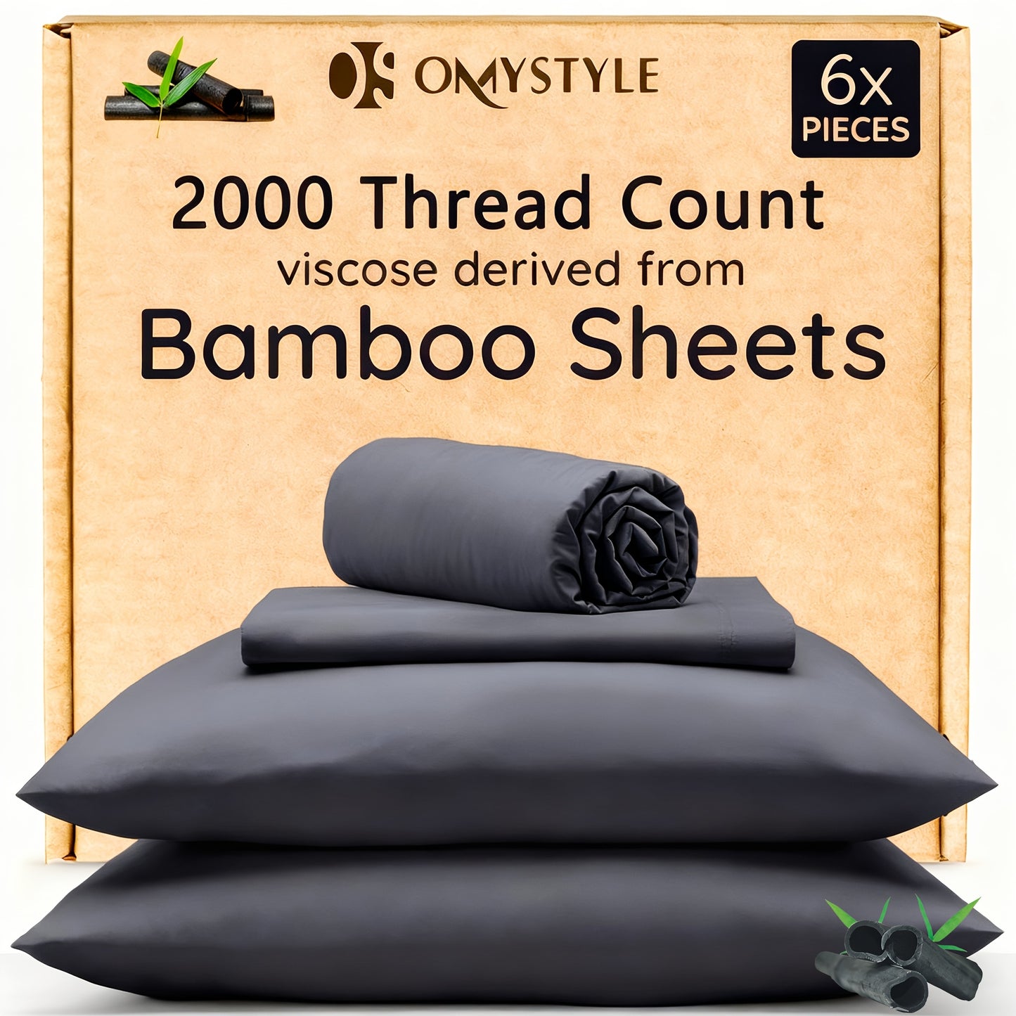4pcs/6pcs Bamboo Cooling Bedding Set - Breathable And y - Fit for Hot Sleepers And Sweats, Pillowcases, Flat Sheet And Fitted Sheet - A Perfect Gift for Family