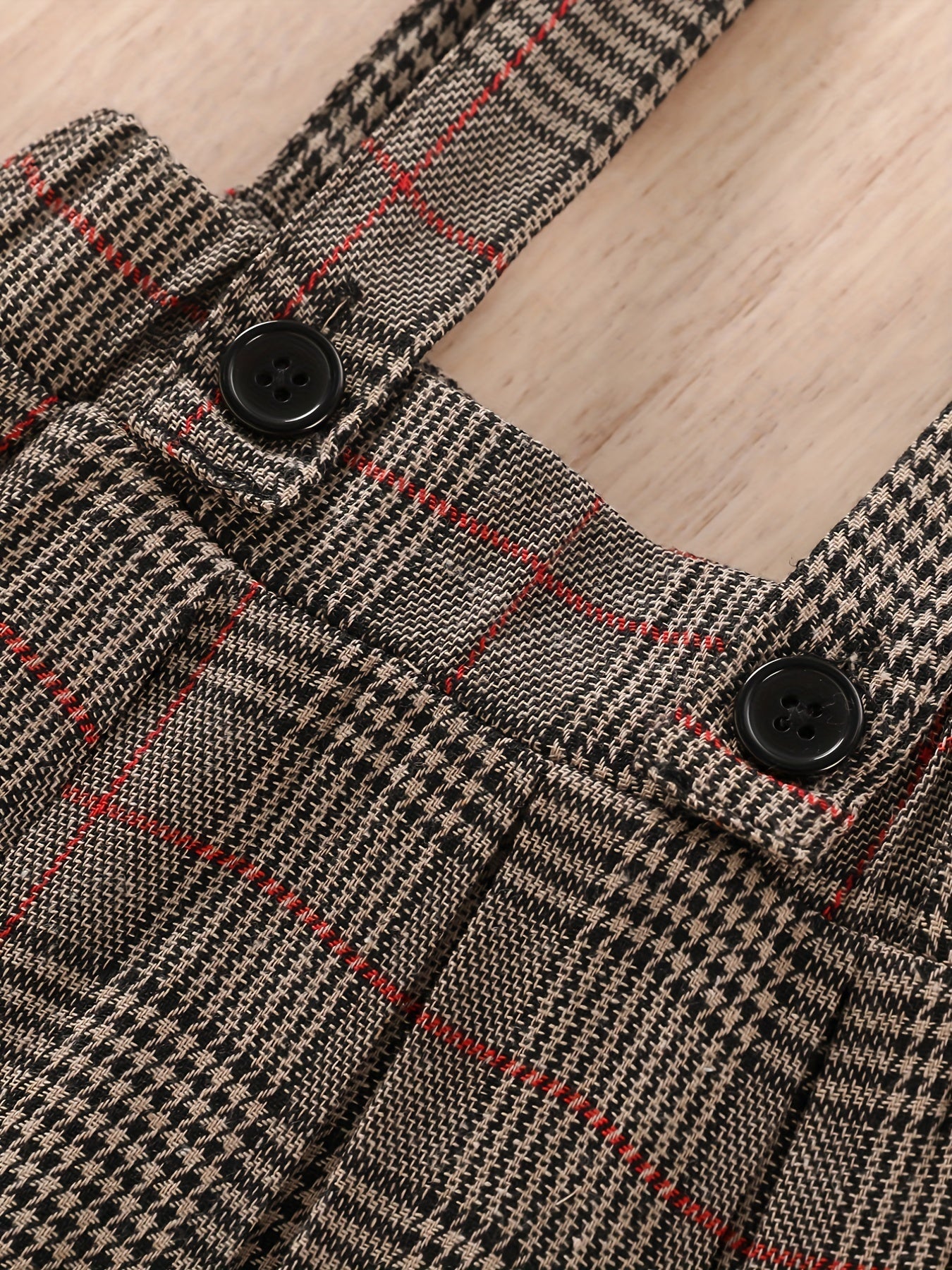 Ribbed Knit Top with Plaid Suspender Skirt Set, Kids Halloween Christmas Party Outfit, Bell Sleeve And Bow Detail