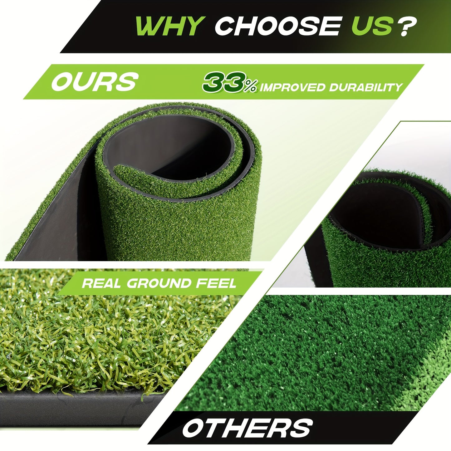 Golf Mat, 5X4Ft Ultra - 36Mm/‎ 5X3Ft - 21Mm Golf Hitting Mats Practice Outdoor Indoor, High-Elasticity Artificial Turf Mat for Simulator Chipping Driving Training, Includes 9 Golf Balls, 8 Golf Tees, Ideal Gifts for Men Wom