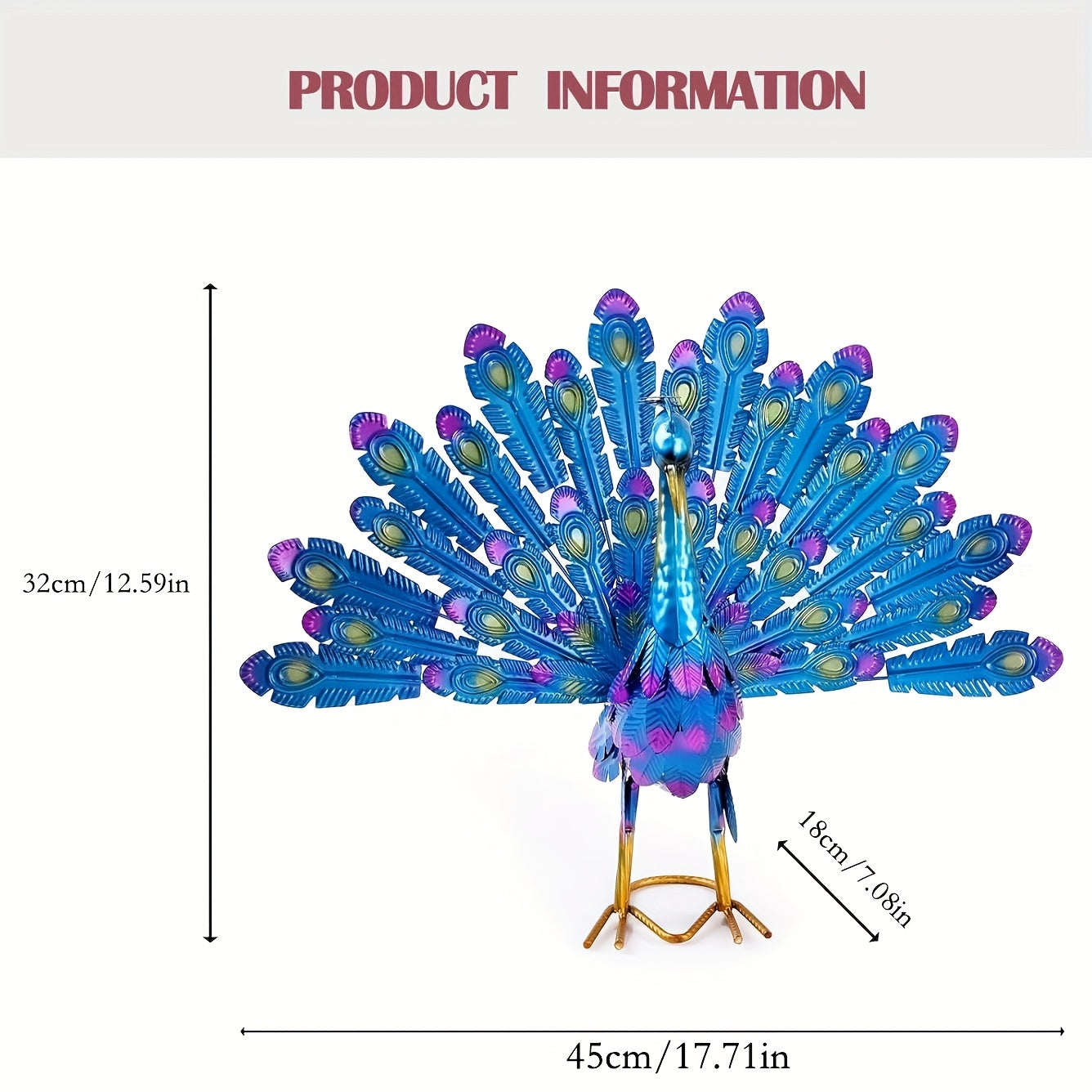 2pcs Of A Pair Of Male And Female Metal PeaRooster Outdoor Statues - PeaRooster Garden Decorative Courtyard Art, Suitable for Home, Garden, Terrace, Backyard, Porch Lawn Decoration, Wedding Anniversary Gift, Christmas Gifts