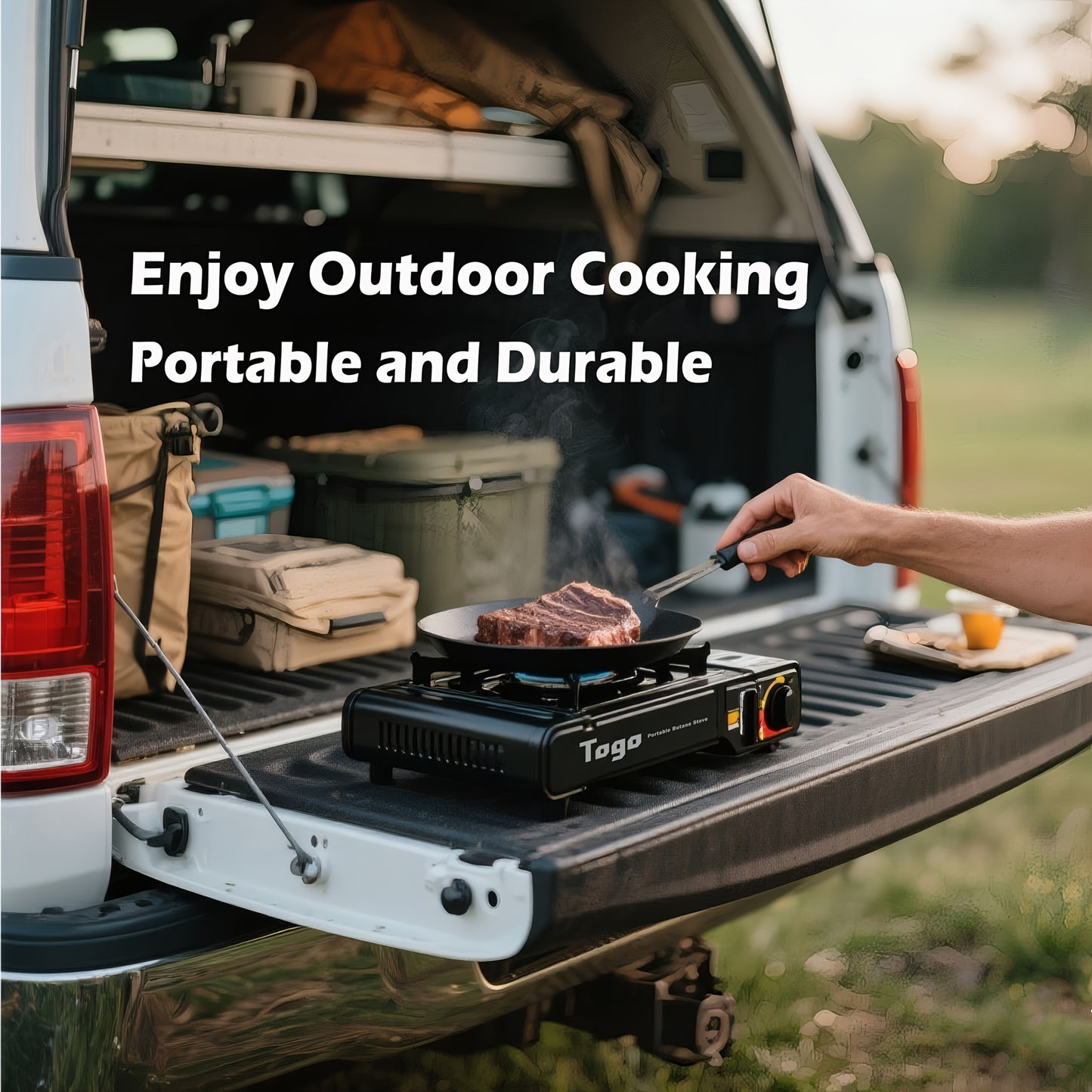 Heavy-Duty Portable Butane Camping Stove with Windshield & Carry Case - Ultra-Fast Ignition, Piezo Spark Plug, Compact Lightweight for Backpacking, RV, Emergency Survival, Tailgating - Butane/PB-Free Compatible Outdoor Cook