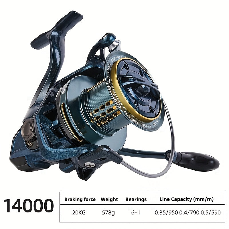 Heavy-Duty Saltwater Spinning Fishing Reel 12000/14000 - 17+1BB & 6+1 Bearing System, 4.8:1 Gear Ratio, 44 Lbs Brake Drag - Casting for Monster Fish Suitable for Sea Fishing, Lake Fishing - Ideal for Anglers ()