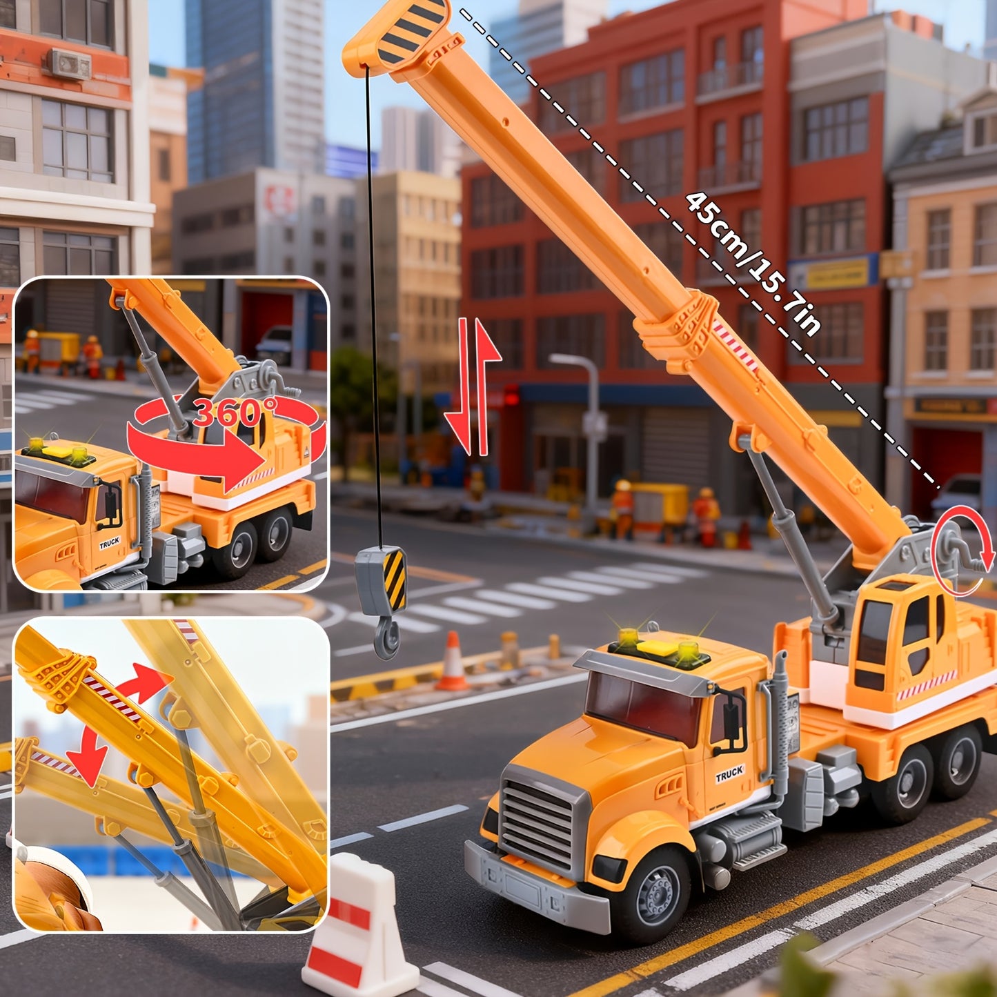 Kids Toys For 3 4 5 6 7 Years Old Boys, 13"Tow Truck Toy, Friction Powered Transport Truck Crane Toy With Lights And Sounds, Birthday Gifts For Boy Child