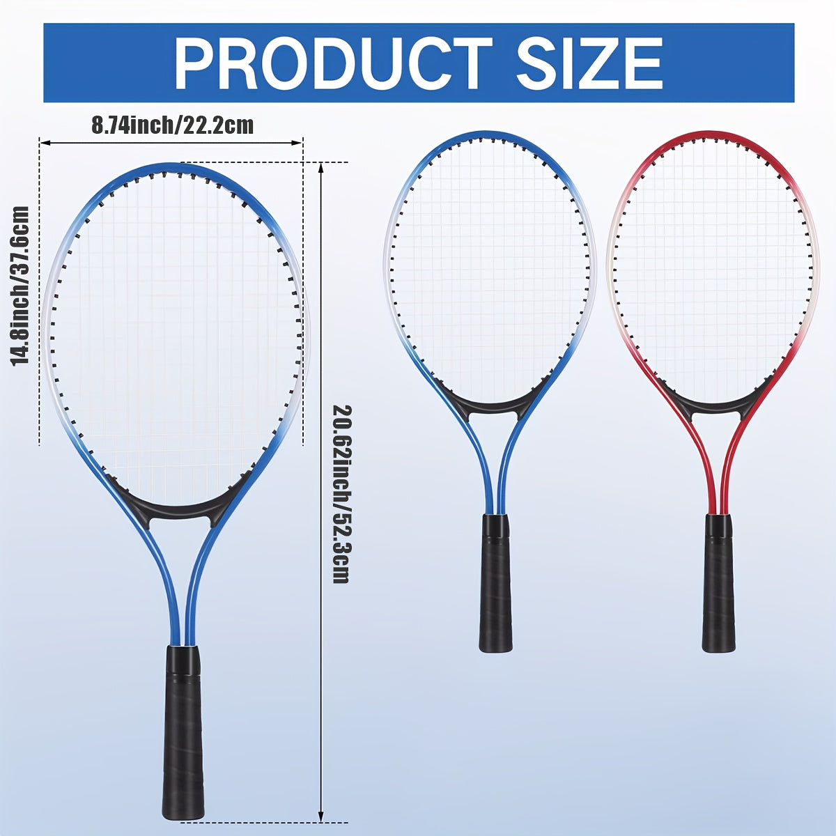 Double-person Junior Tennis Racket Set, Multi-functional Sports Racket, Includes 1 Tennis Training Device, 4 Tennis Balls, 2 Ropes, 3 Replacement Grips, 1 Net Bag. Suitable for Ladies, Gentlemen And Beginners. The Best Gift f