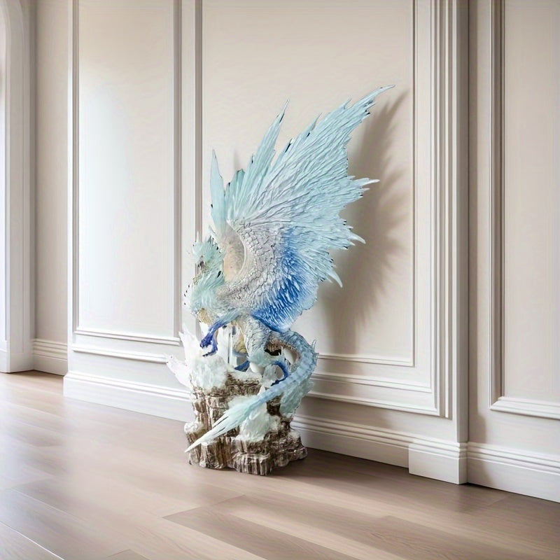 Large Anime Exquisite Figure - Battle-Ready Statue with Blue & White Dragon Design, Intricate Details, Perfect for Gaming, Parties, Weddings & Desktop Decor, Anime Figurine, Wedding Accessory, Dynamic Pose, Detailed Craftsman