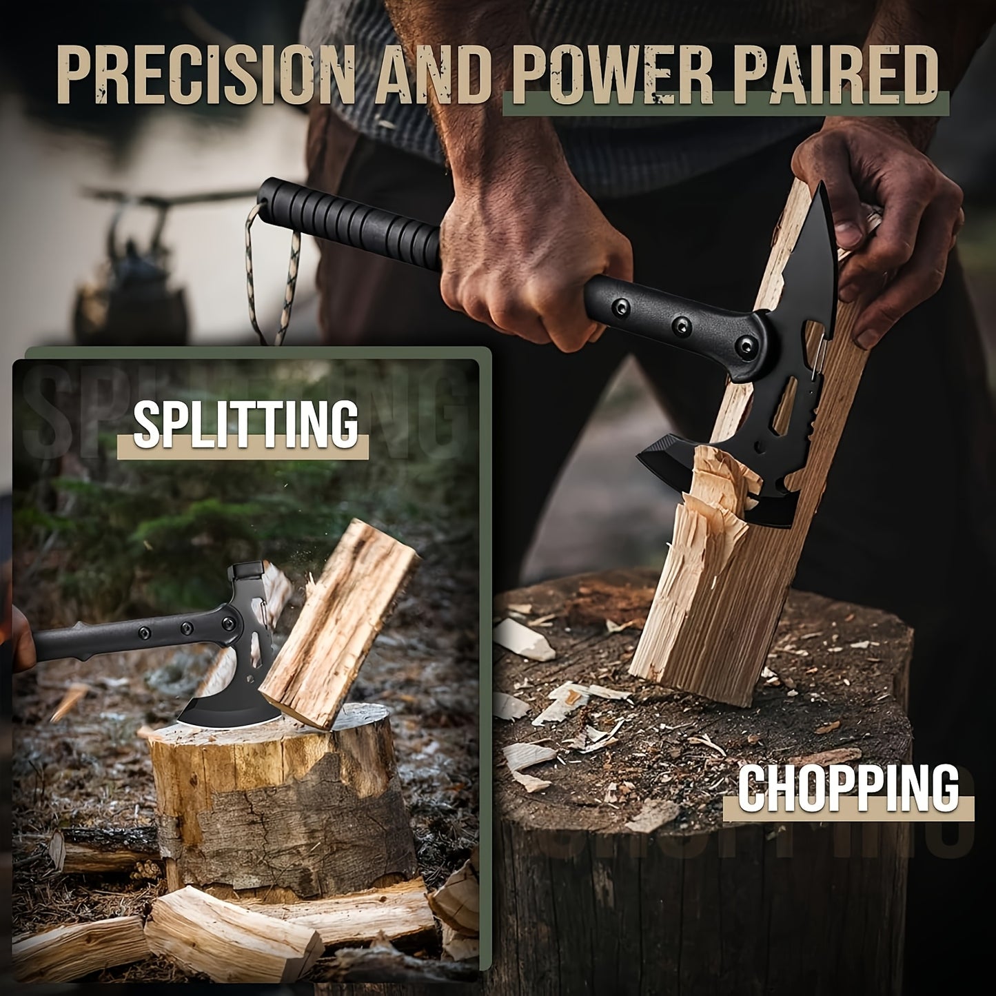 Outdoor Axe 2pcs Set, Camping Axe, Hiking Machete with Bottle Opener, Multi-size Hex Wrench And Sheath, Adventure Axe Hammer with Spike, Suitable for Hiking, Trekking And Camping, Men's Doomsday Equipment Gift, Emergency Prep