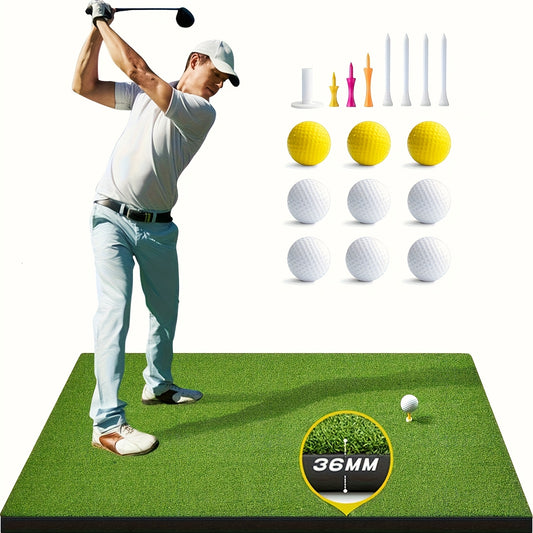 Golf Mat, 5X4Ft Ultra - 36Mm/‎ 5X3Ft - 21Mm Golf Hitting Mats Practice Outdoor Indoor, High-Elasticity Artificial Turf Mat for Simulator Chipping Driving Training, Includes 9 Golf Balls, 8 Golf Tees, Ideal Gifts for Men Wom