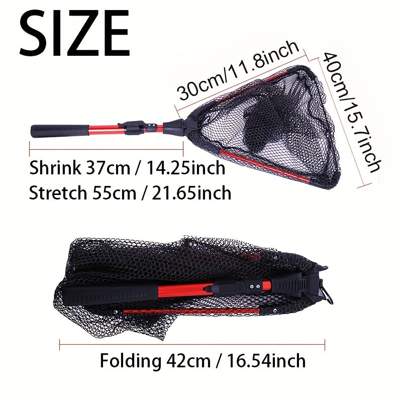 1pc Aluminum Alloy Retractable Triangular Fishing Net, Hand Copied Net, Foldable Fishing Net, With Telescopic Rod And EVA Handle