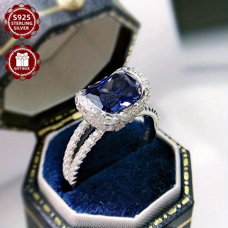 S925 Pure Silvery Luxury High-end Ring for Women's Moissanite