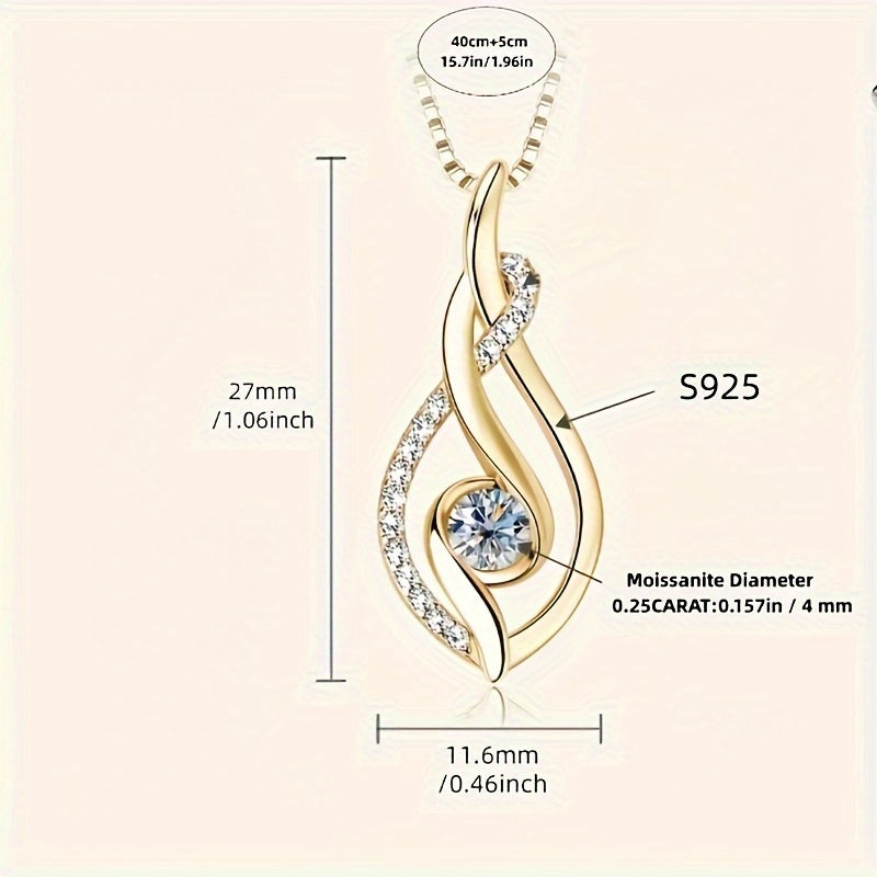 S925 Silver 0.25/1/2 Carat Moissanite Necklace, High-Quality Elegant and Exquisite Women's Fashion Pendant Necklace, 925 Silver Necklace, Women's Jewelry Necklace for Daily Wear/Party/Birthday/Anniversary, Perfect Gift for Lo