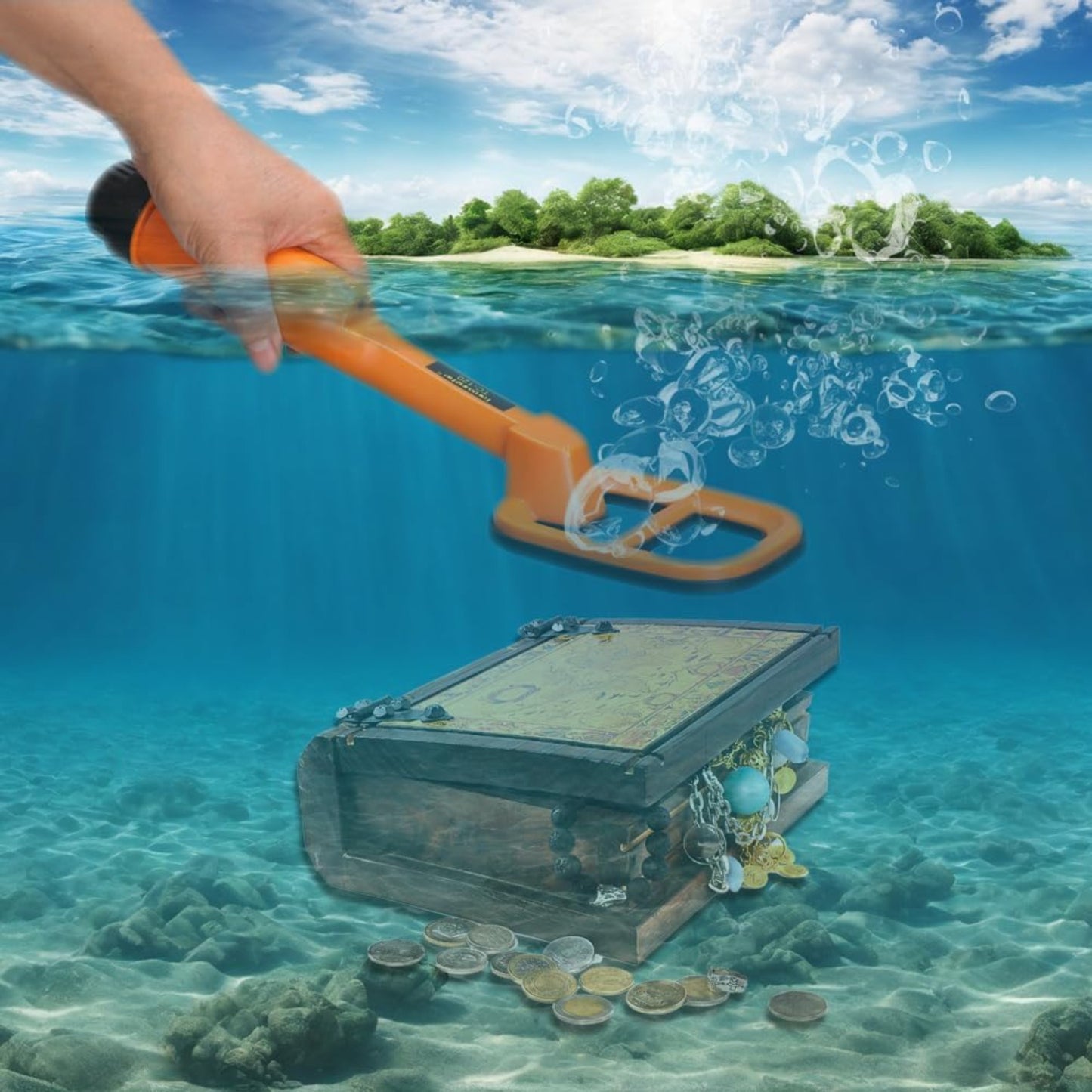 High precision deep water metal detector- 100 feet waterproof, anti-interference large cable, suitable for all kinds of metal detection, Treasure Hunting Tool, Underwater Metal Finder, Lightweight Design, Handheld Device, Pre