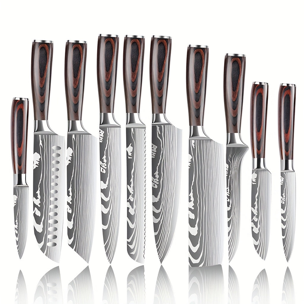 3/ 4/ 8/ 10/ 14pcs Knife Set, Professional Kitchen Knife Set Ultra Sharp German High Carbon Stainless Steel Chef Knife Set for Kitchen Japanese Cooking Knife, Portable Outdoor Picnic Kitchen Knife Set