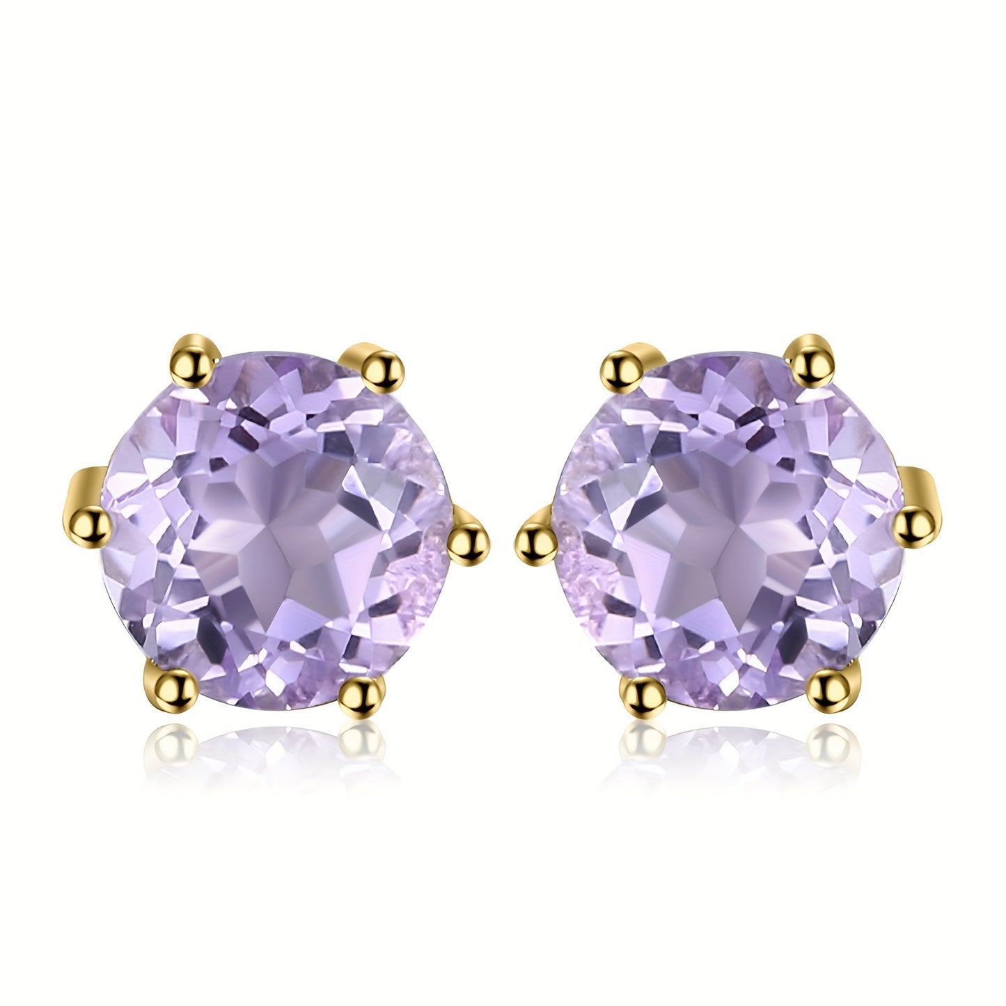 1pair 925 Sterling Silver Simple And Elegant Classic Design Exquisite Multi-faceted Round Cut Natural Gemstone Birthstone Stud Earrings Yellow&Rose for Women for Girl for Daily Decoration for Prom Party Banquet Fine Jewelry