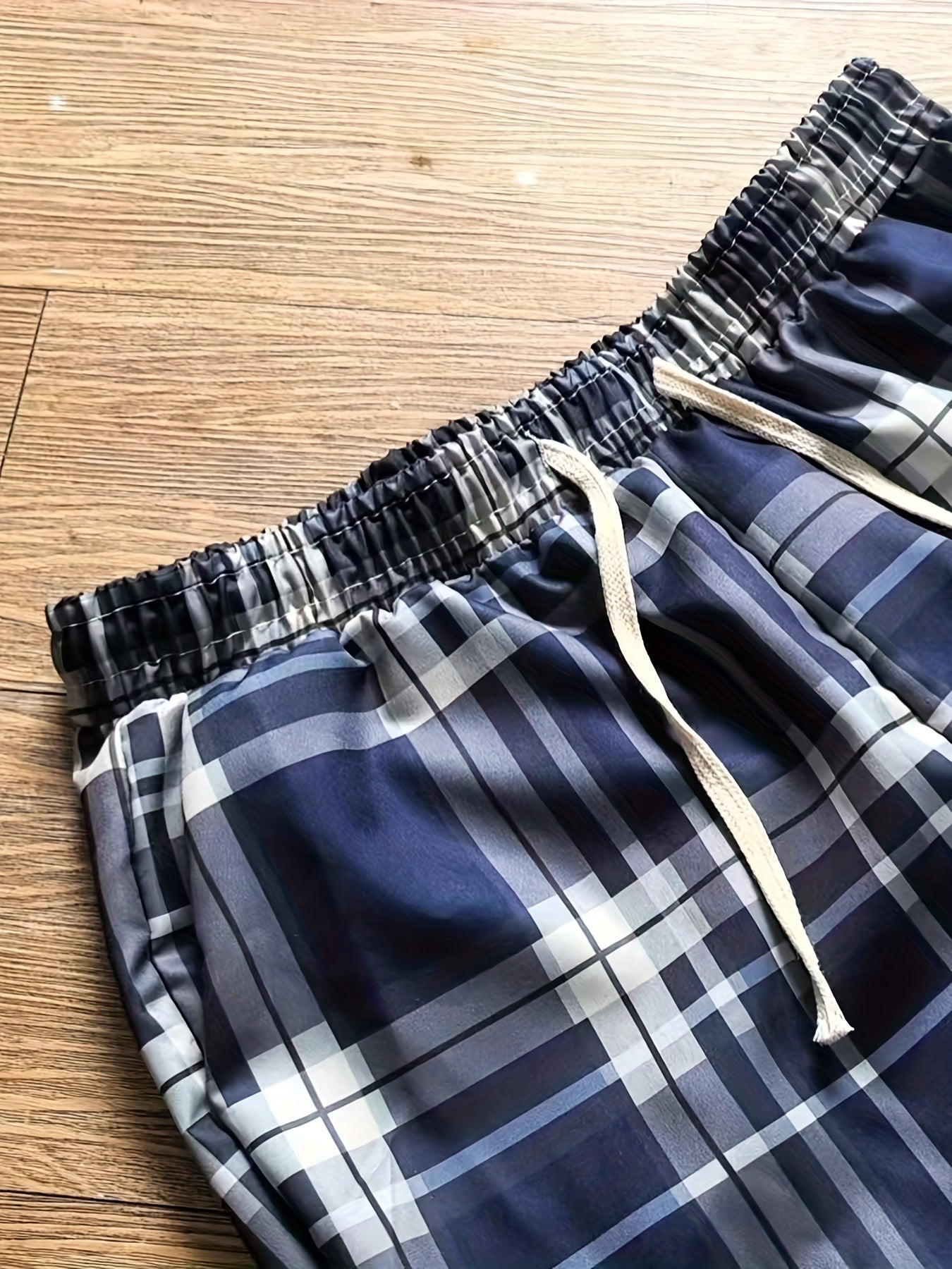 4-Pc Men'S Casual Plaid Pants - Non-Stretch Trousers with Drawstring Waist, Regular Fit All-Season Formal & Everyday Pants for Office, Casual Attire - Available in