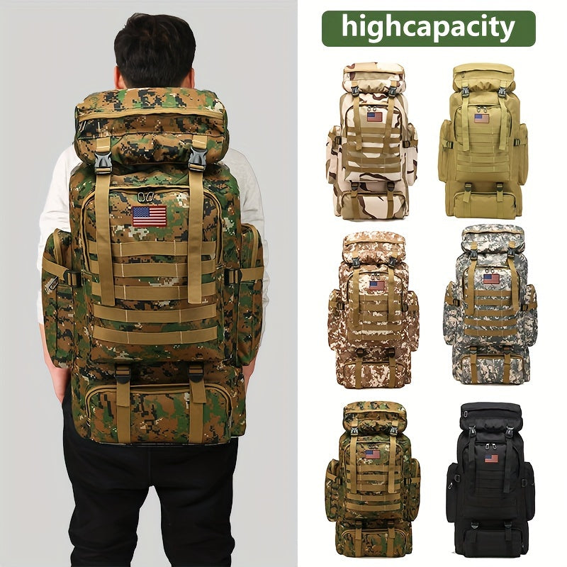 21.13gal Tactical Hiking Backpack Set - Unisex Camo/Black, Durable Oxford Fabric, DIY System & Adjustable Design, 3-day Assault Pack with Large Capacity for Hiking, Camping, Hunting, Travel & Sports, Perfect Halloween/Christm
