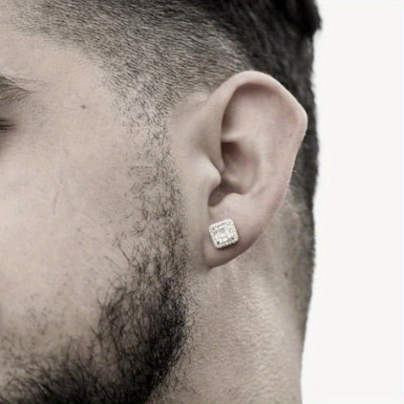 S925 Silvery Full Moissanite Earrings*2 Square Earrings, Suitable for Easter, Mother'S Day, Father'S Day, Birthday, Anniversary, Gift Giving And Daily Party, Holiday Party Wearing, Gift Box about 2, 5G