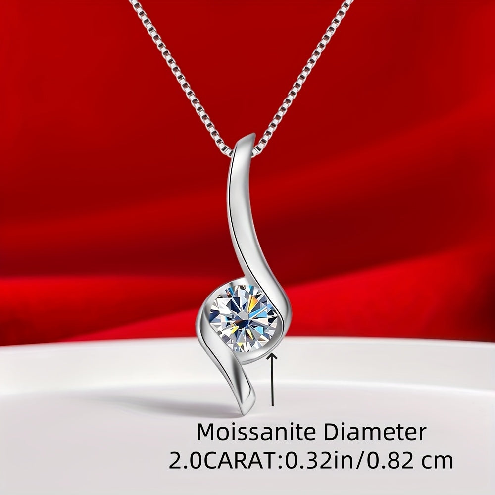 S925 Silver 0.25/1/2 Carat Moissanite Necklace, High-Quality Elegant and Exquisite Women's Fashion Pendant Necklace, 925 Silver Necklace, Women's Jewelry Necklace for Daily Wear/Party/Birthday/Anniversary, Perfect Gift for Lo