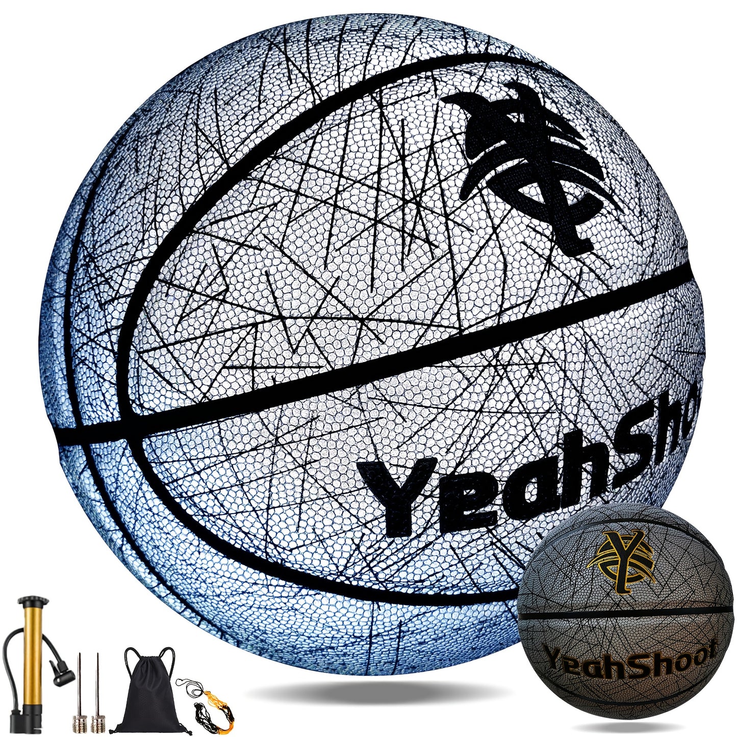 YeahShoot Glow Basketball - Novel Style Light Up Basketball for Youth, Reflective Teens And Adults, Premium Feel Basketball Gifts for Boys with In The
