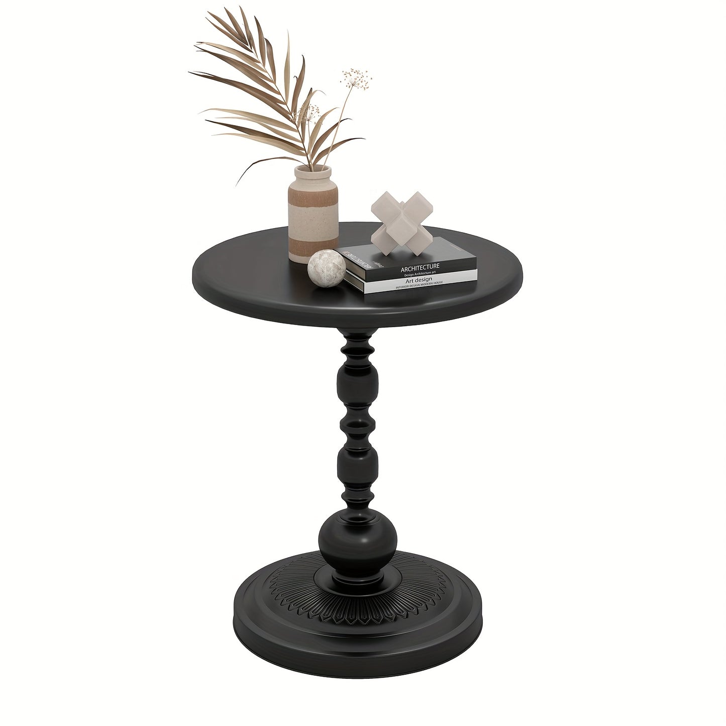 PINMOCO Round Metal Side Table - Anti-Rust & Waterproof Small Coffee Table with 3, 2 Cu Ft Storage, Lightweight Sturdy Design for Living Room, Bedroom, Balcony - Black/White/Pink, No Assembly Required, Coffee Table for Living
