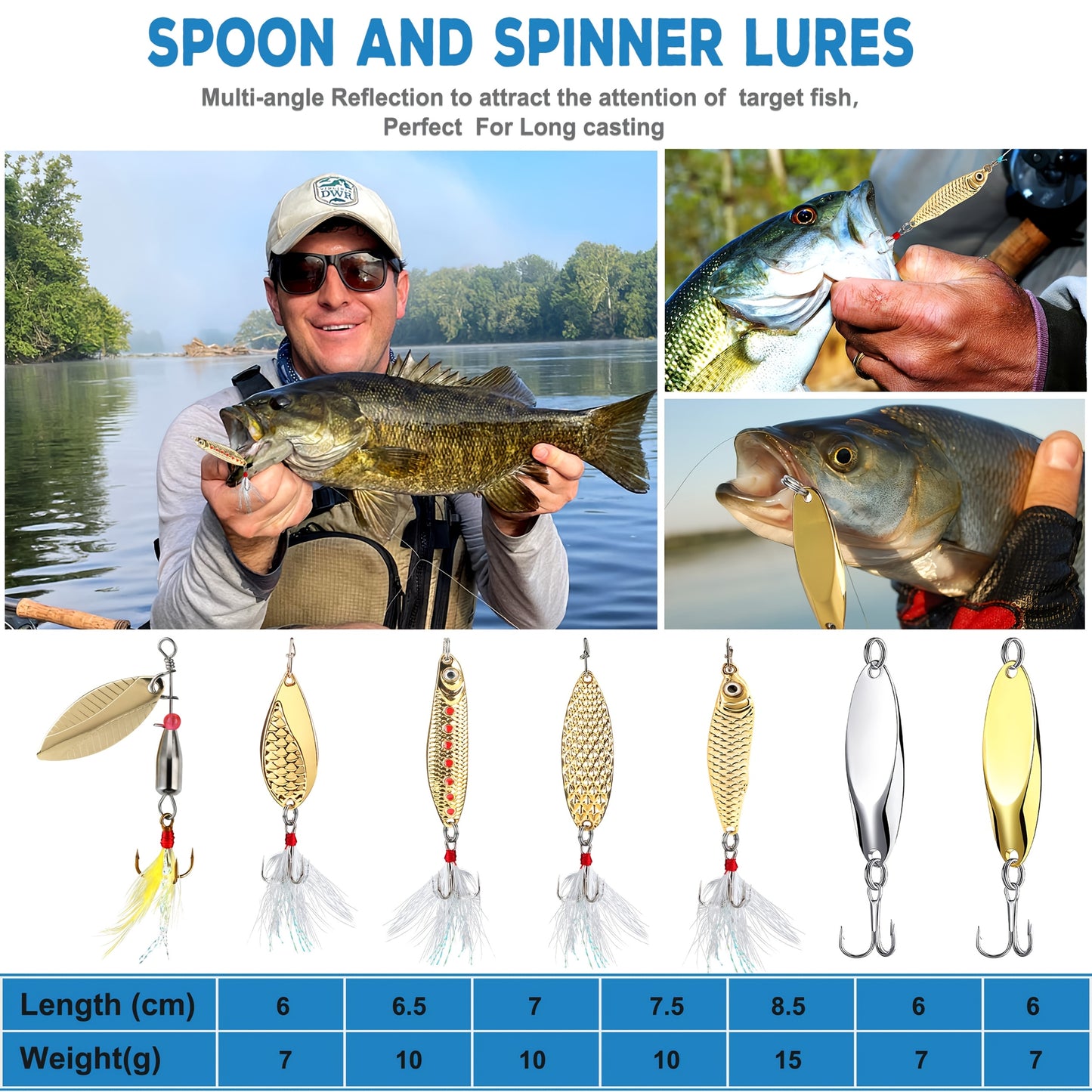 292pcs Heavy-Duty Fishing Lures Tackle Box with Hooks & Spinnerbaits Suitable for Saltwater/Freshwater Fishing Gear, Bass Trout Tackle Kit, Topwater Lures for Men Gifts, Hooks, Spinnerbaits for Fishing Accessories (No Revisio