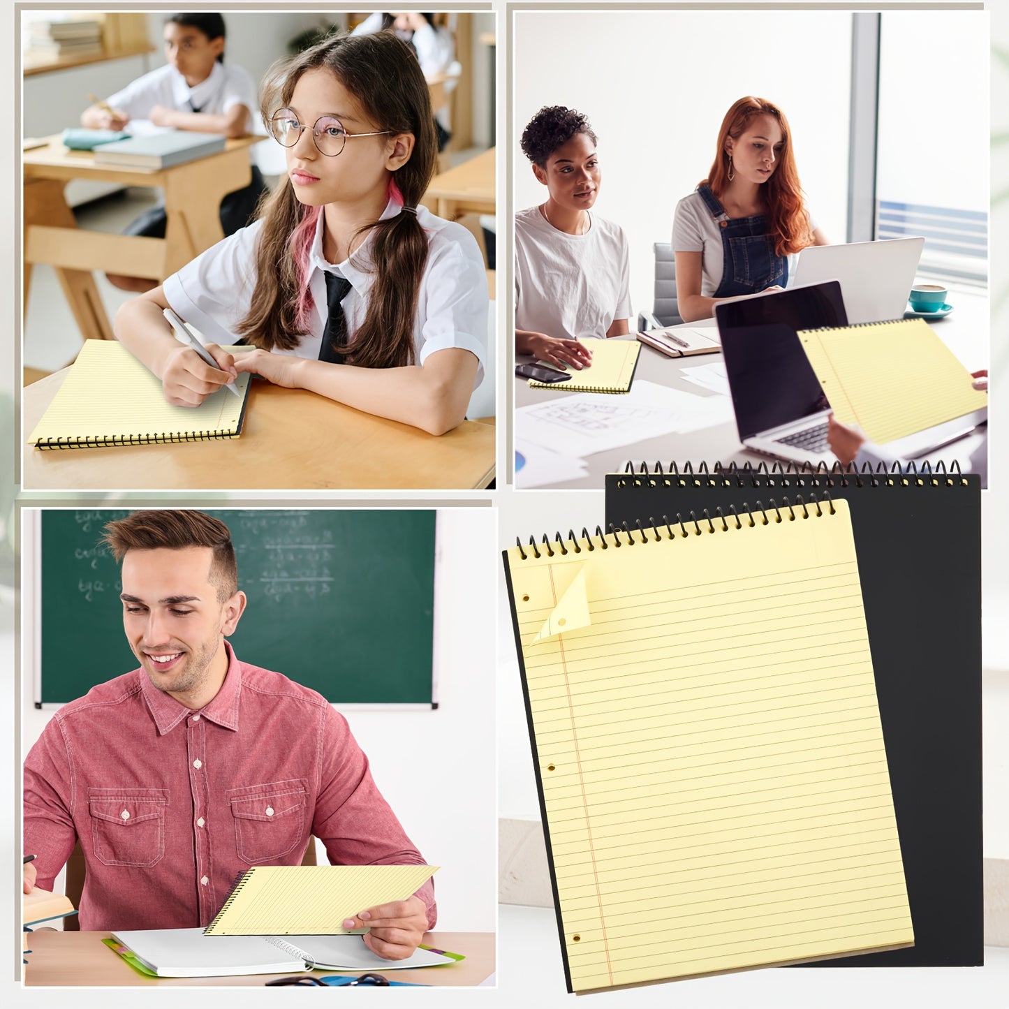 10pcs Legal Pads 3 Hole Punched Top Bound Spiral Notebook Tear Line For Easy Removal 8.5 X 11 In Hard Cardboard Paper College Ruled Notepad Spiral Note Pad For Office School And Closeout