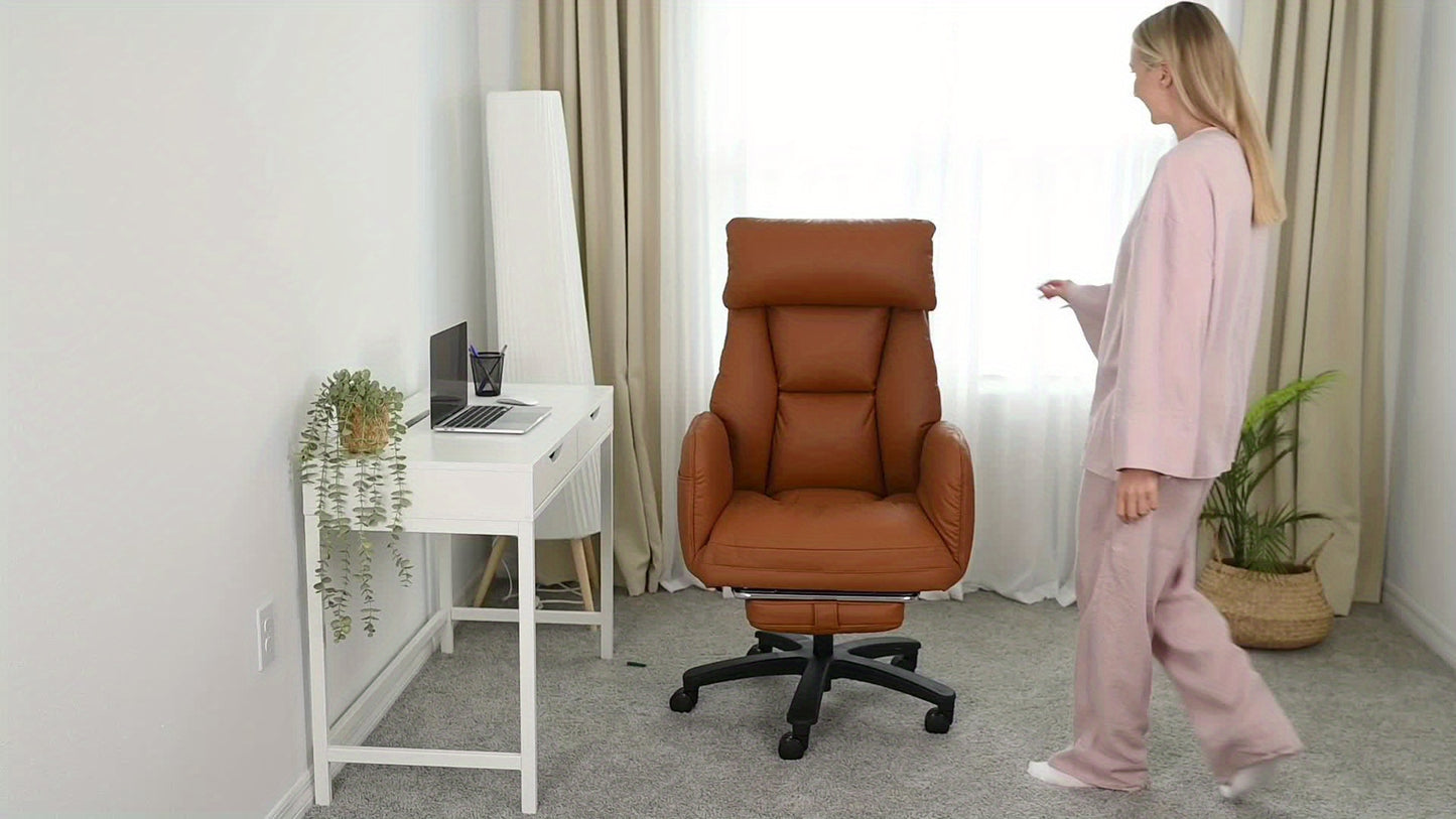 Ergonomic Big & Tall Executive Office Chair with Foot Rest - Wide Seat PU Swivel Chair, Adjustable Height Headrest & Armrests, / - Compatible for Office, Gaming Desk Chair