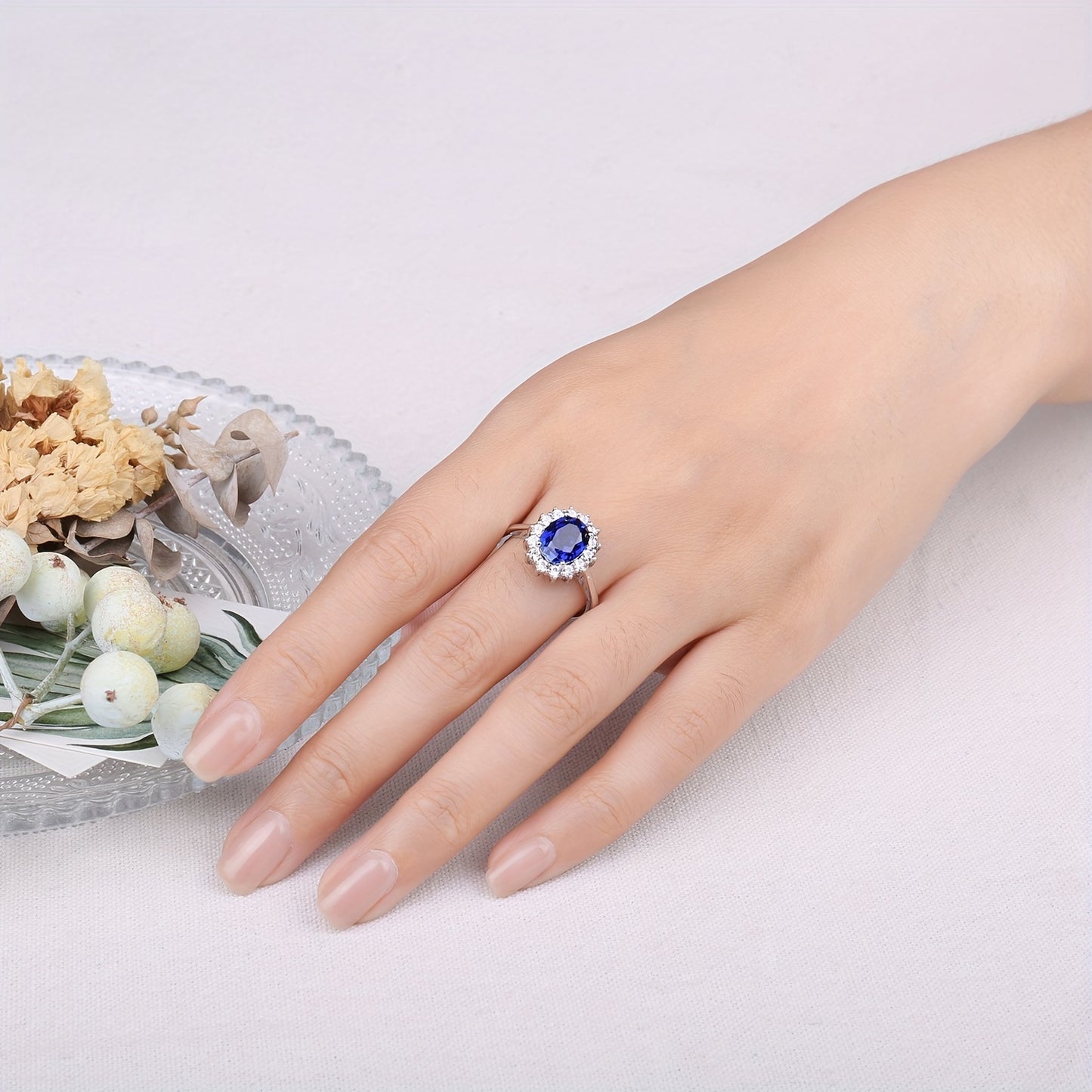 1pc 925 Sterling Silver Elegant And Gorgeous Classic Diana Design Exquisite Multi-faceted Oval Cut Synthetic Stone Birthstone Silvery Ring For Women For Prom Party Banquet For Daily Decoration Fine Jewelry