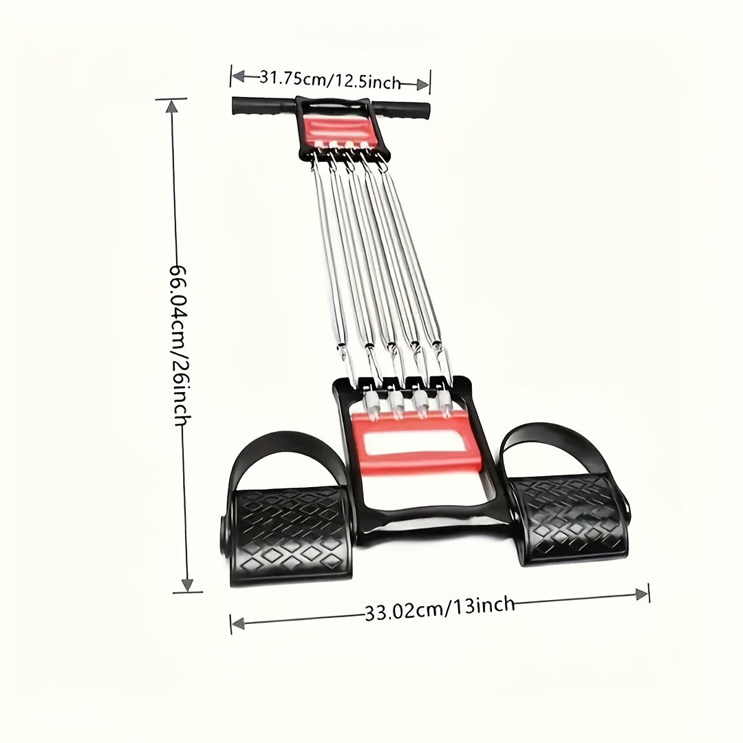 Versatile Stainless Steel Pedal Puller - Adjustable Resistance for Arm & Chest Muscle Training, Bodybuilding, Strength Workouts & Sit-ups
