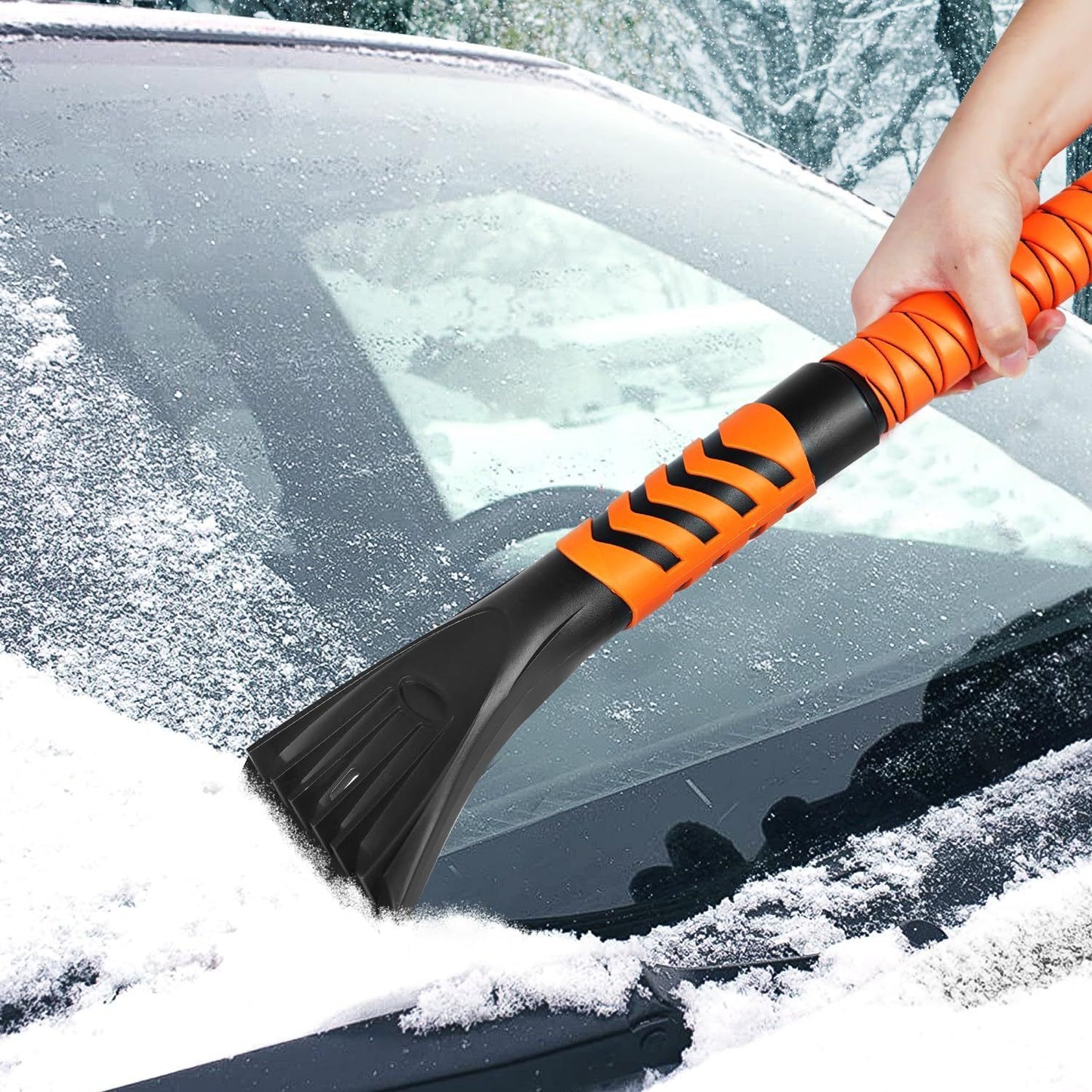 Vivicreate Extendable Snow Brush for Car Emergency, Ice Scrapers for Car Windshield Combo Kit with 270° Pivoting Head, 5-in-1 Snow Removal Tool with Snow Shovel Snow Scraper for Car, Truck, SUV, Winter Car Kit，Car Emergenc