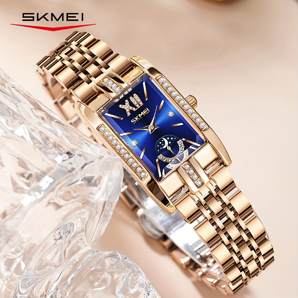 Women's Light Luxury Watches with Blue Star Dial and Heart Clasp Bracelet, Modular Fashion Accessories, Watches for Gifts