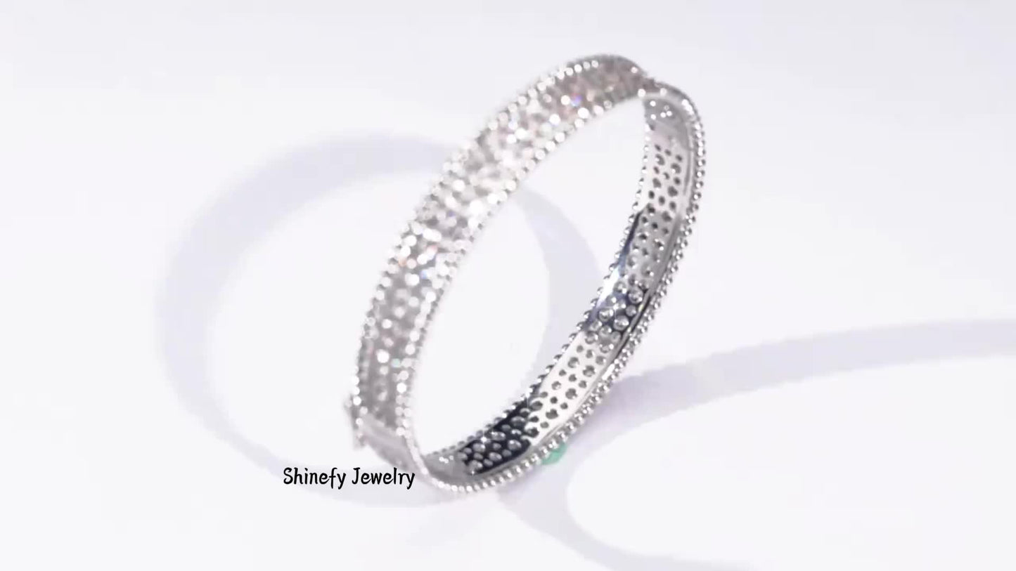 Moissanite Bracelet Jewelry for Women: 925 Sterling Silvery Hypoallergenic Bracelet with Dazzling Moissanite Stones, Elegant & Sexy Design for Wedding/Valentines/Christmas Gifts - Luxe Gift Box for Wife, Girlfriend, Mother