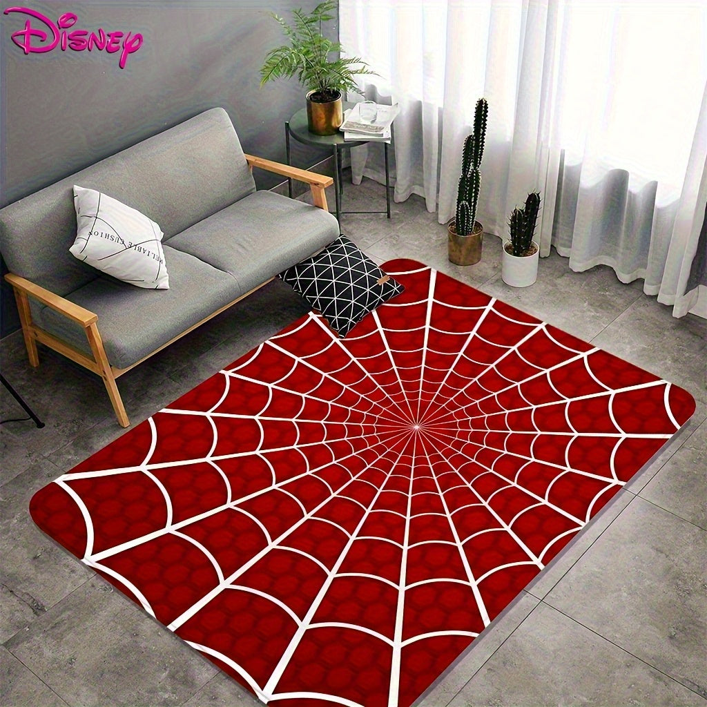Red Spider Web Anime Embroidered Area Mat - Washable Non-Slip Mat for Bedroom, Living Room, or Game Room Decor - Perfect Valentine'S Day Gift for Anime Enthusiasts, Bedroom Decor | Spider Web Design | Durable Polyester, Spide