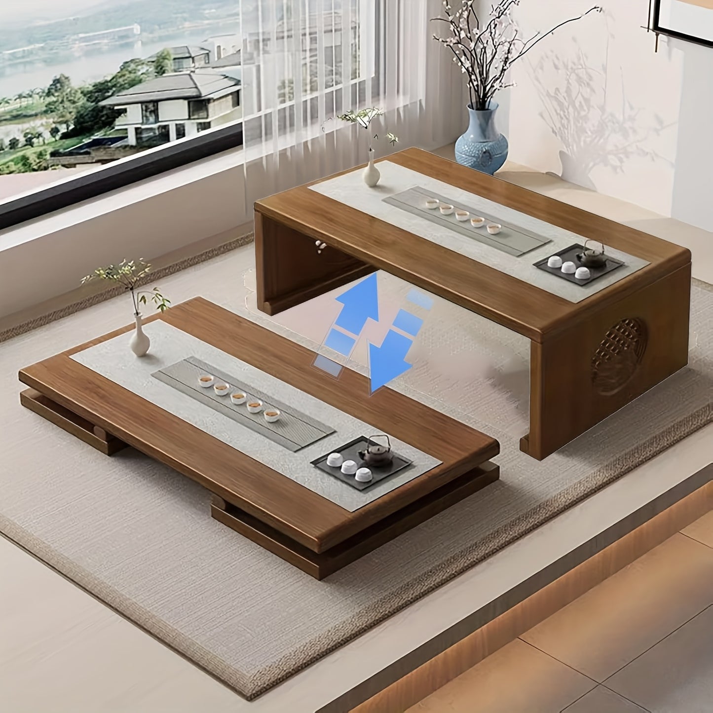A Versatile And Portable Folding Coffee Table Made of Bamboo, Designed for Easy Use Without Assembly, Perfect for Low Settings in Both Living Rooms And Bedrooms