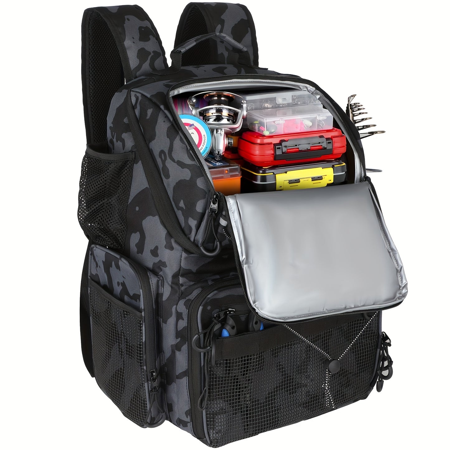 Factory Supplier Extra Large Capacity Fishing Backpack: 11.1gal With Built-in Rod Tube, For Carrying Fishing Gear & Equipment. Ideal For Fishing, Mountaineering, Hiking, And Camping.