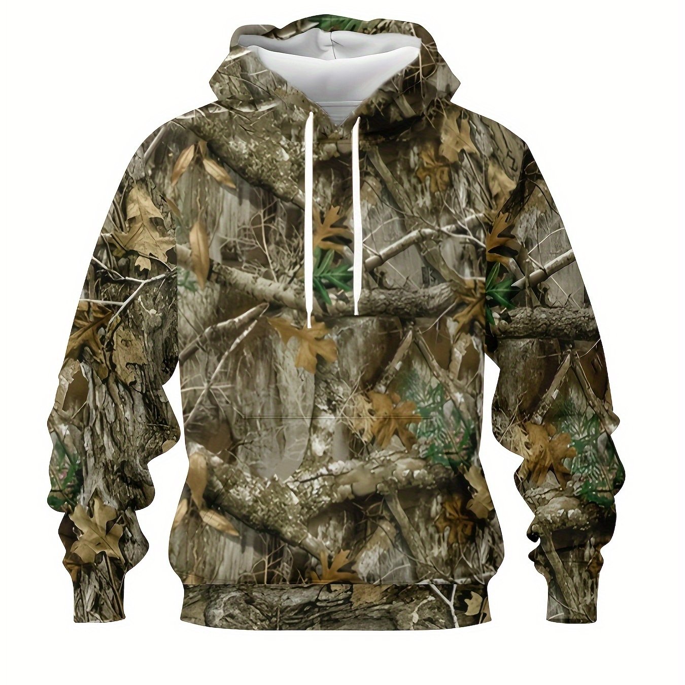 Men's Plus Size Camouflage Hoodie- 3D Forest Print, Long Sleeve, Casual Style, Machine Washable, Suitable for Outdoor and Indoor Wear, Versatile Clothing| Casual Style Hoodie| Machine Washable Fabric, Basic Hoodie, Plus Size