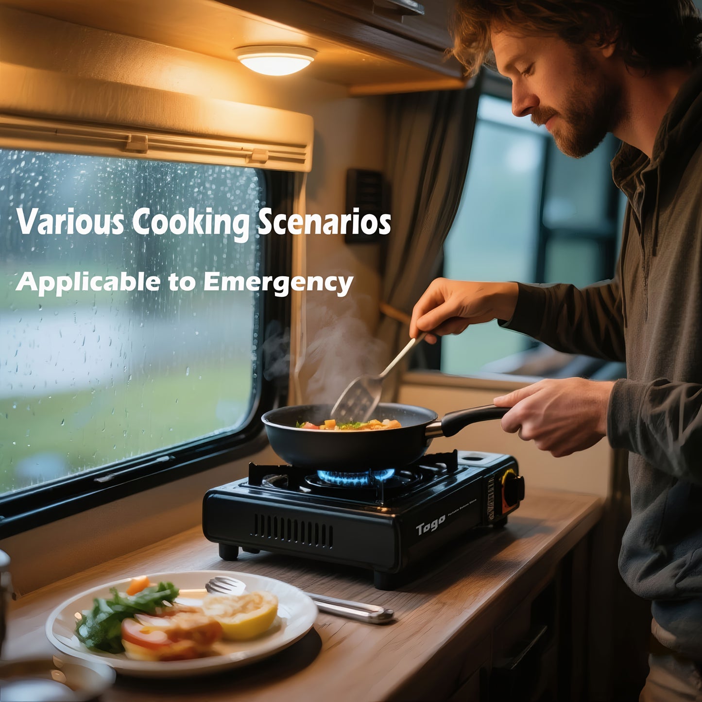 Heavy-Duty Portable Butane Camping Stove with Windshield & Carry Case - Ultra-Fast Ignition, Piezo Spark Plug, Compact Lightweight for Backpacking, RV, Emergency Survival, Tailgating - Butane/PB-Free Compatible Outdoor Cook