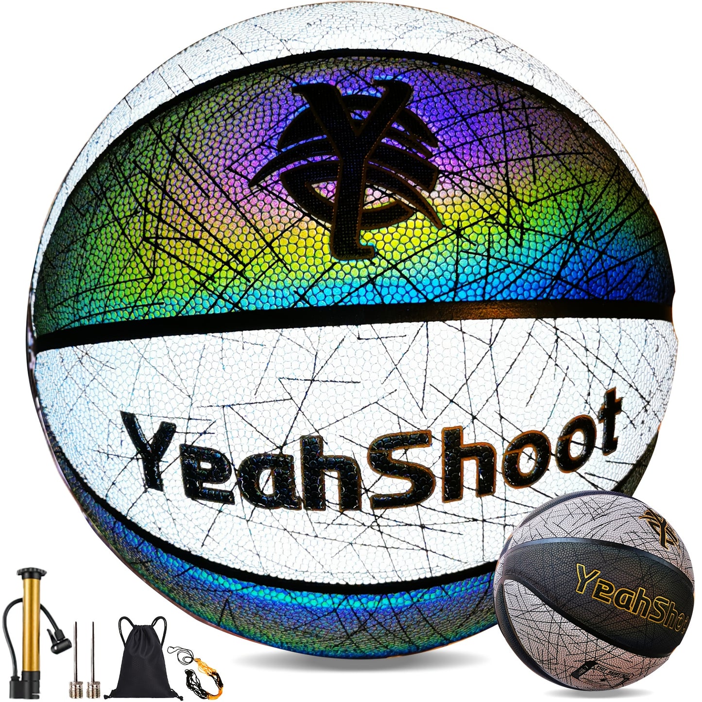 YeahShoot Glow Basketball - Novel Style Light Up Basketball for Youth, Reflective Teens And Adults, Premium Feel Basketball Gifts for Boys with In The