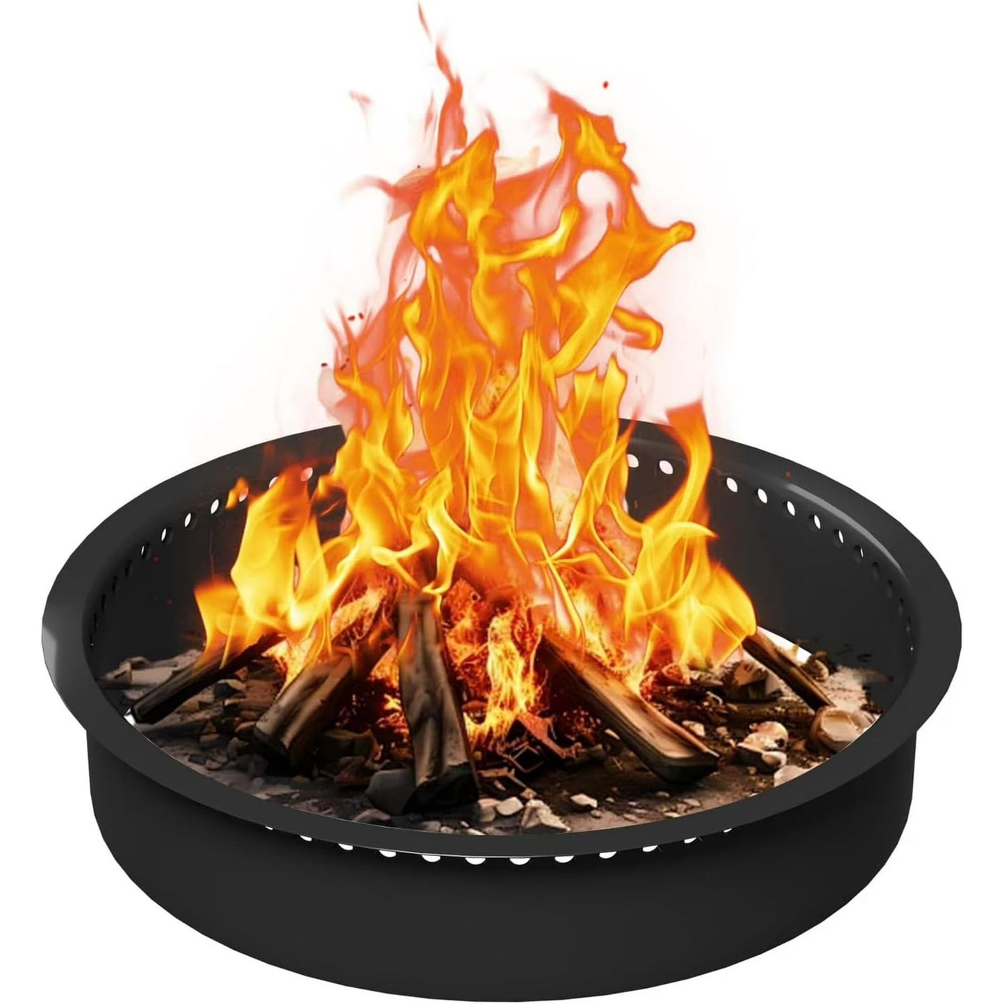 36 Inch Carbon Steel Outdoor Fire Pit with Smokeless Design and Ventilation Holes, Round Garden Campfire Ring Perfect for Burning Firewood and DIY Use