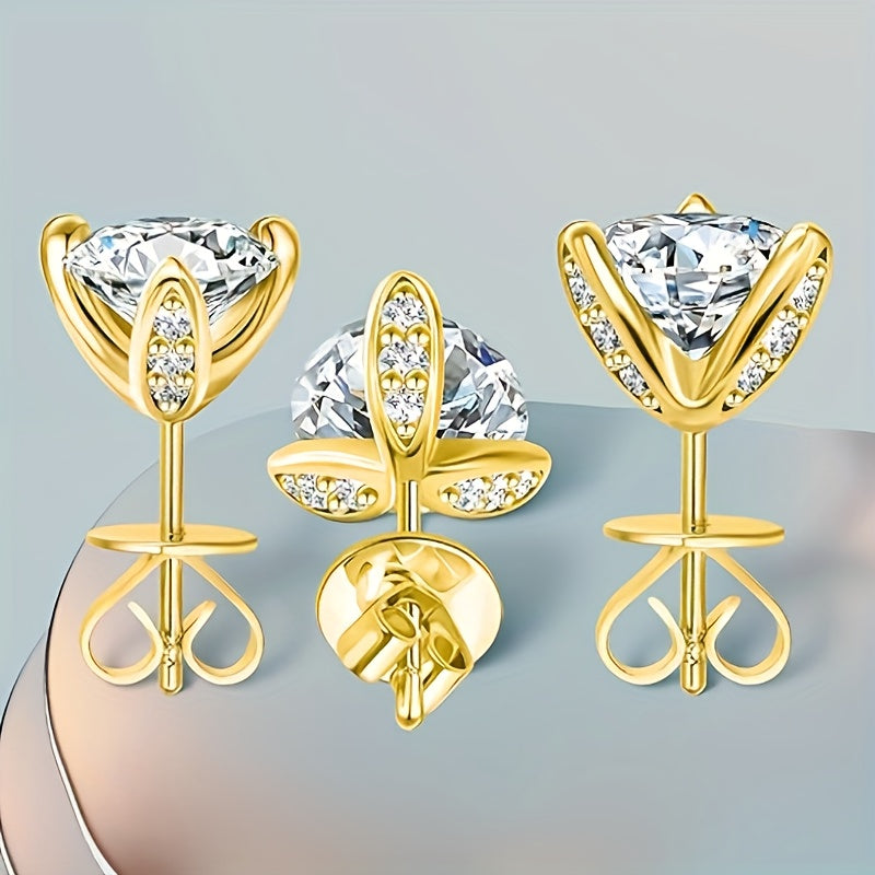 A Pair Of 925 Silvery 1ct*2 Moissanite Earrings for Men And Women, Light Luxury Niche, Retro Trend, Birthday Gift, Halloween Gift, Christmas Gift, High-end Jewelry, Suitable for Daily Wear, Wedding Banquet, Honeymoon, Dress,