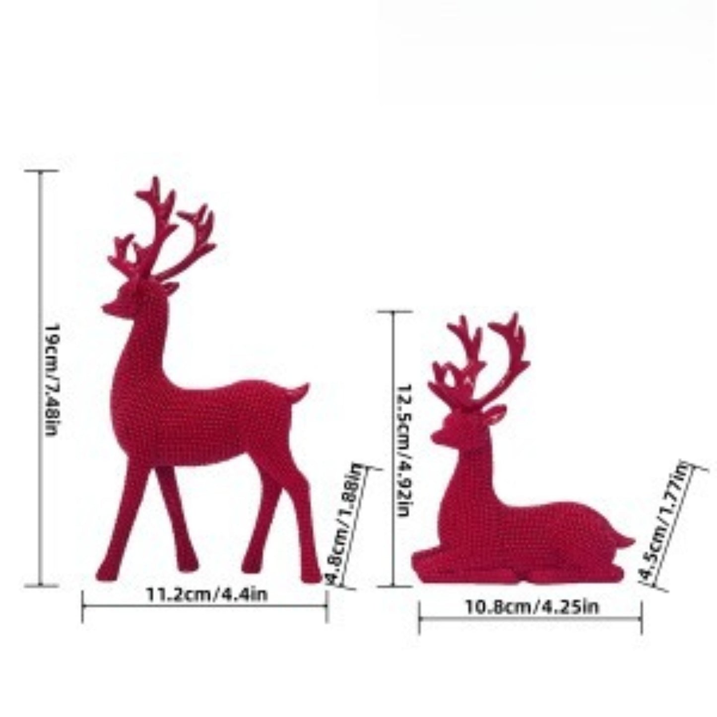 [2D Flat] Two Shiny Golden Bead Christmas Reindeer Decorations, Resin Festive Table Ornaments Suitable for Christmas, Valentine'S Day, New Year, Perfectly Suitable for Display Stands, Fireplace Tables And Gift Boxes. Christma