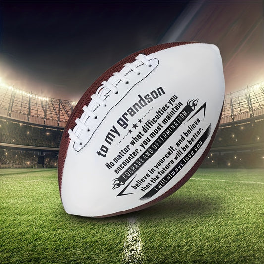 1 Inspirational Print American Football | Standard Size White with Brown Laces, Durable PVC Material, Textured Grip, Suitable for Outdoor Training & Recreational Play, Ideal Gift for Birthdays, Encouragement & Family Bonding,