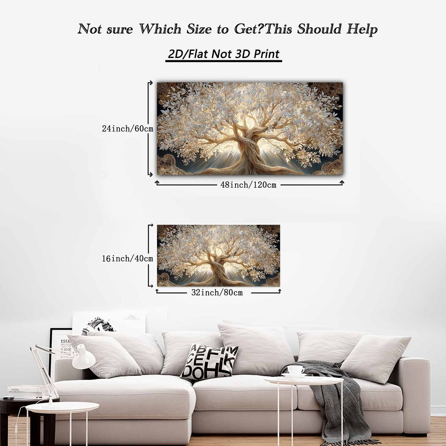 2D Flat, 1pc Large Tree of Life Wall Art - Modern Rustic Horizontal Canvas Painting with Wrap-Around Wood Frame, Suitable for Living Room, Bedroom, Office Decor, Housewarming Gift, Ink Canvas Tree of Life Design for Horizonta