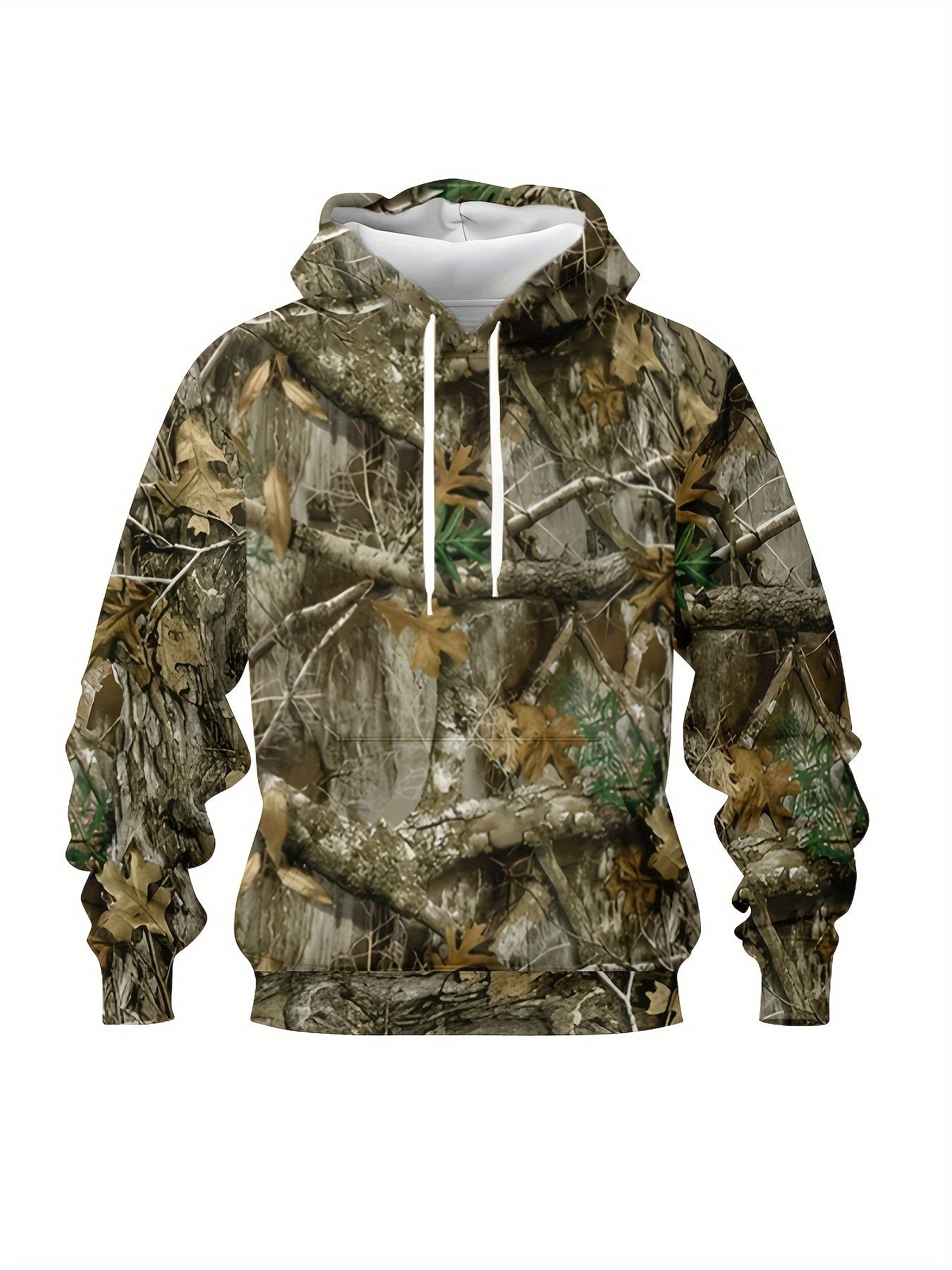 Men's Plus Size Camouflage Hoodie- 3D Forest Print, Long Sleeve, Casual Style, Machine Washable, Suitable for Outdoor and Indoor Wear, Versatile Clothing| Casual Style Hoodie| Machine Washable Fabric, Basic Hoodie, Plus Size