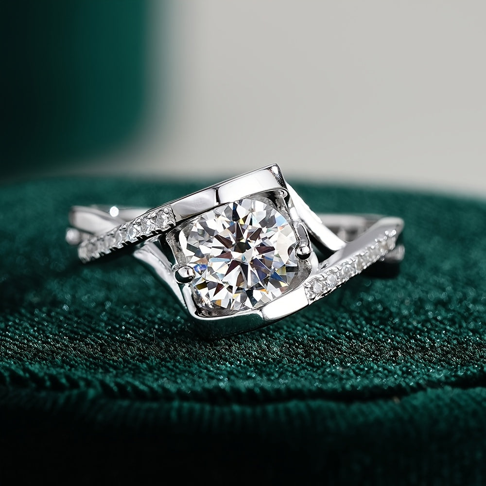 1CT D-Color Moissanite Ring, S925 Silver Minimalist Promise Ring, April Birthstone, Women'S Premium Jewelry, Suitable for Proposals, Engagements, Weddings, Banquets, Birthdays, Celebrations, Anniversaries, Valentine'S Day, Gi