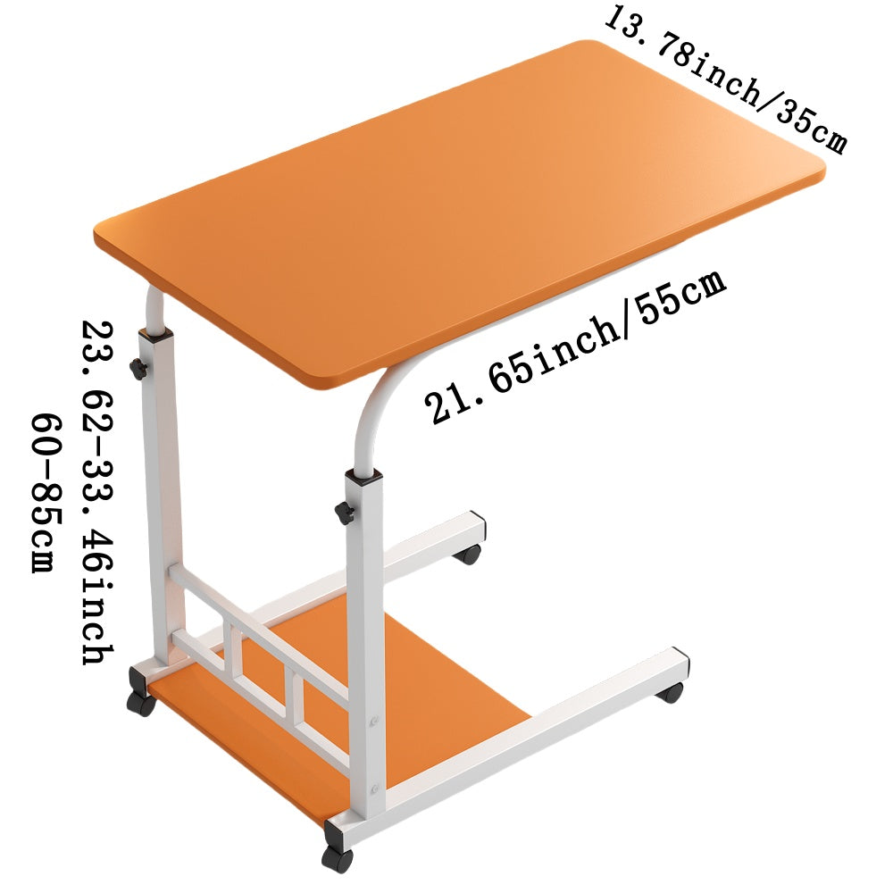 Height Adjustable Rolling Table with Storage Shelves - Heavy-Duty Wood/Metal Construction, Modern Mobile Desk with Casters, Space-Saving Design for Home Office, Bedside, Laptop Workstation & Small Spaces - Easy Assembly, Engi