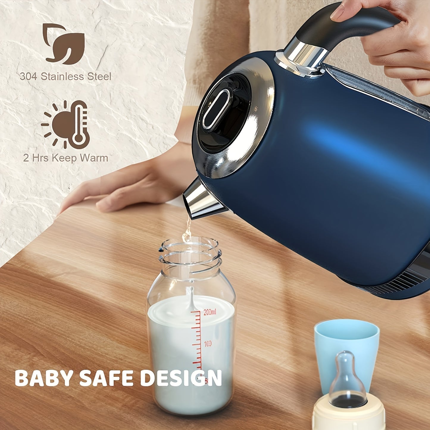 7 Cups OCTAVO Electric Kettle Temperature Control with 7 Heat Settings & LED Display, 304 Stainless Steel Kettle with Auto Shut-off & Boil-dry Protection